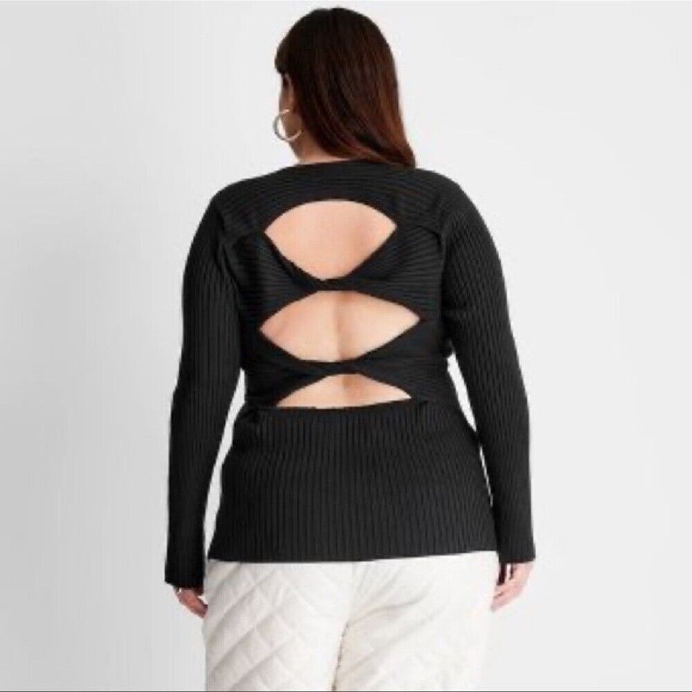 Elegant Black Cut-Out Sweater